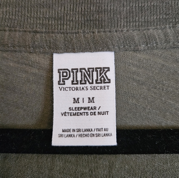 VS PINK Olive Green V-Neck T-Shirt - Picture 3 of 6